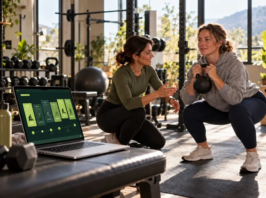The platform builds the weekly plan while the coach trains someone else