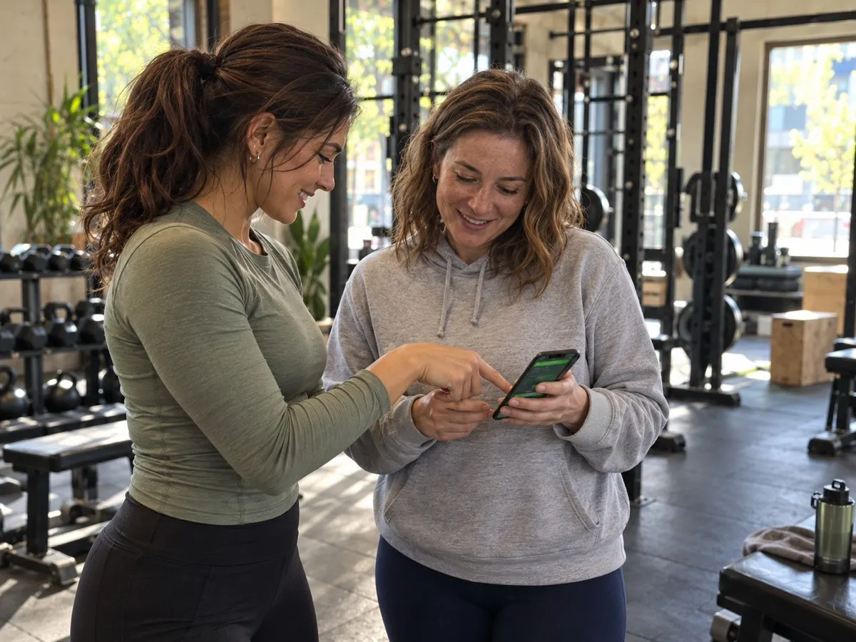 Coach supporting a client who follows her program in the app